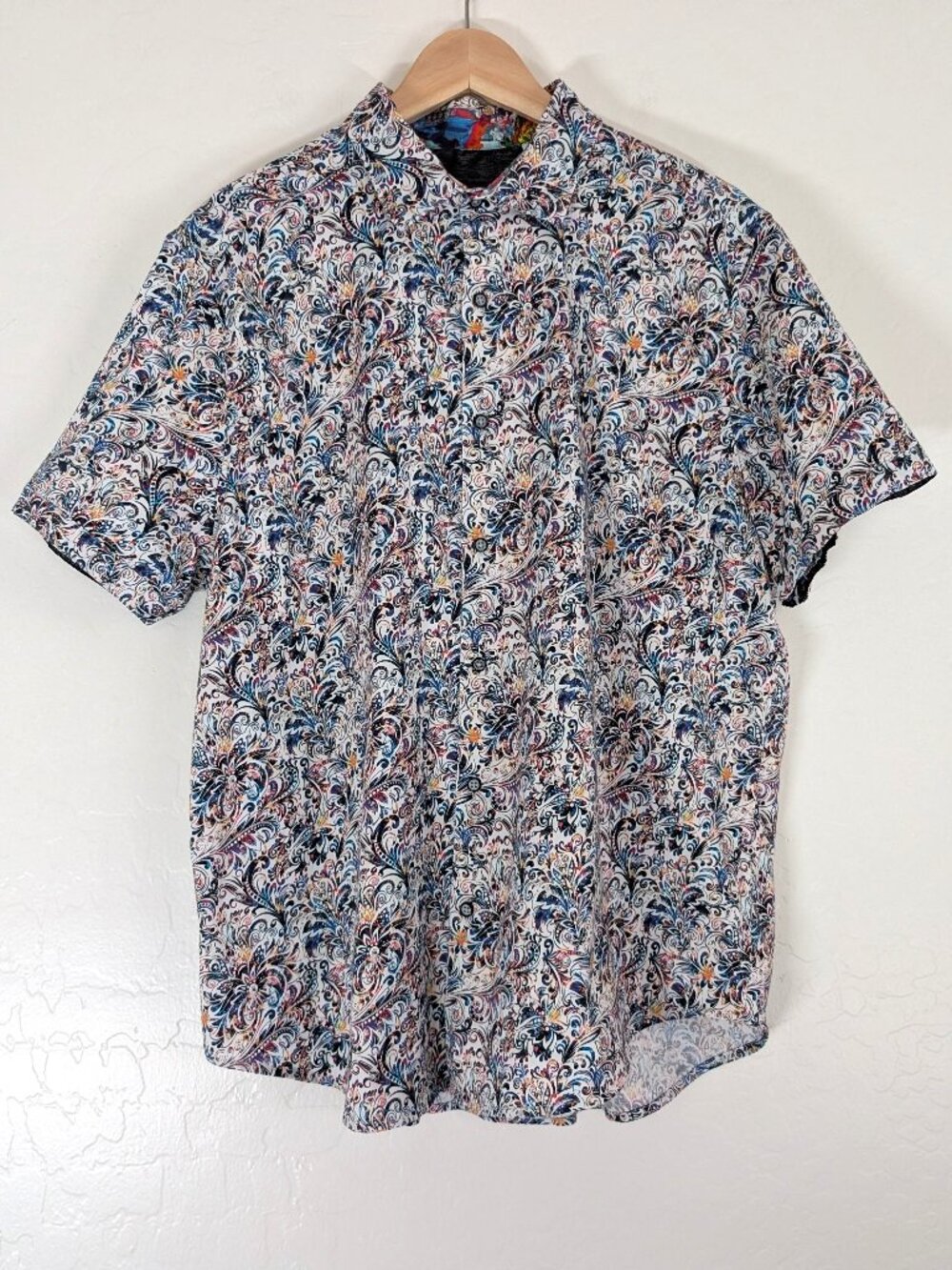 ROBERT GRAHAM Shirt Men's 3XL Multicolor Floral Paisley Button Up Flip Cuff